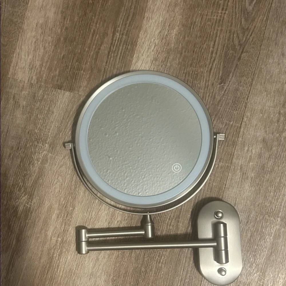 Wall-Mounted Silver LED Makeup Mirror